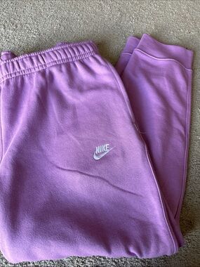 Nike Kids Purple Fleece Joggers with White Swoosh